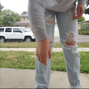 Distressed mom jeans